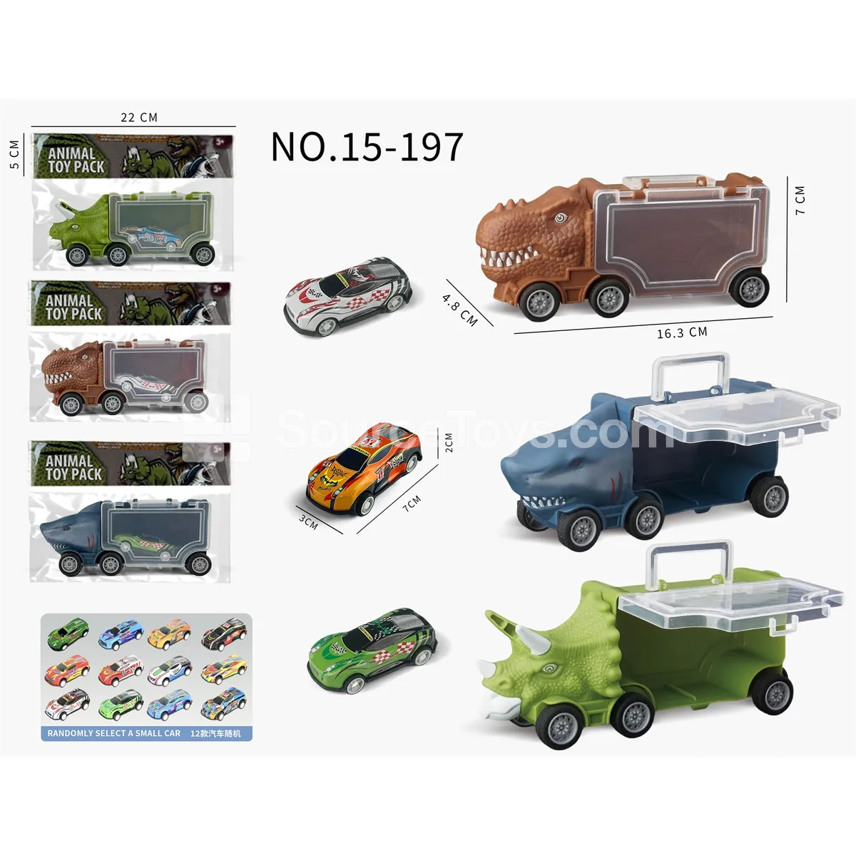 Mini Dinosaur & Shark with Storage Truck & Metal Car