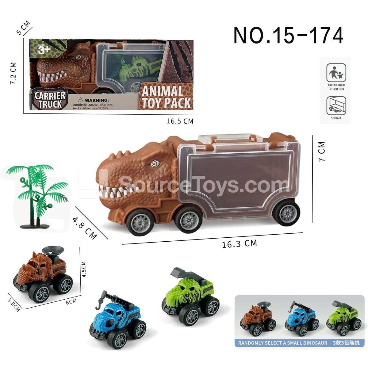 Baby T-Rex Push Car with Pull-Back Dinosaur & Tree Baby T-Rex Push Car with Pull-Back Dinosaur & Tree