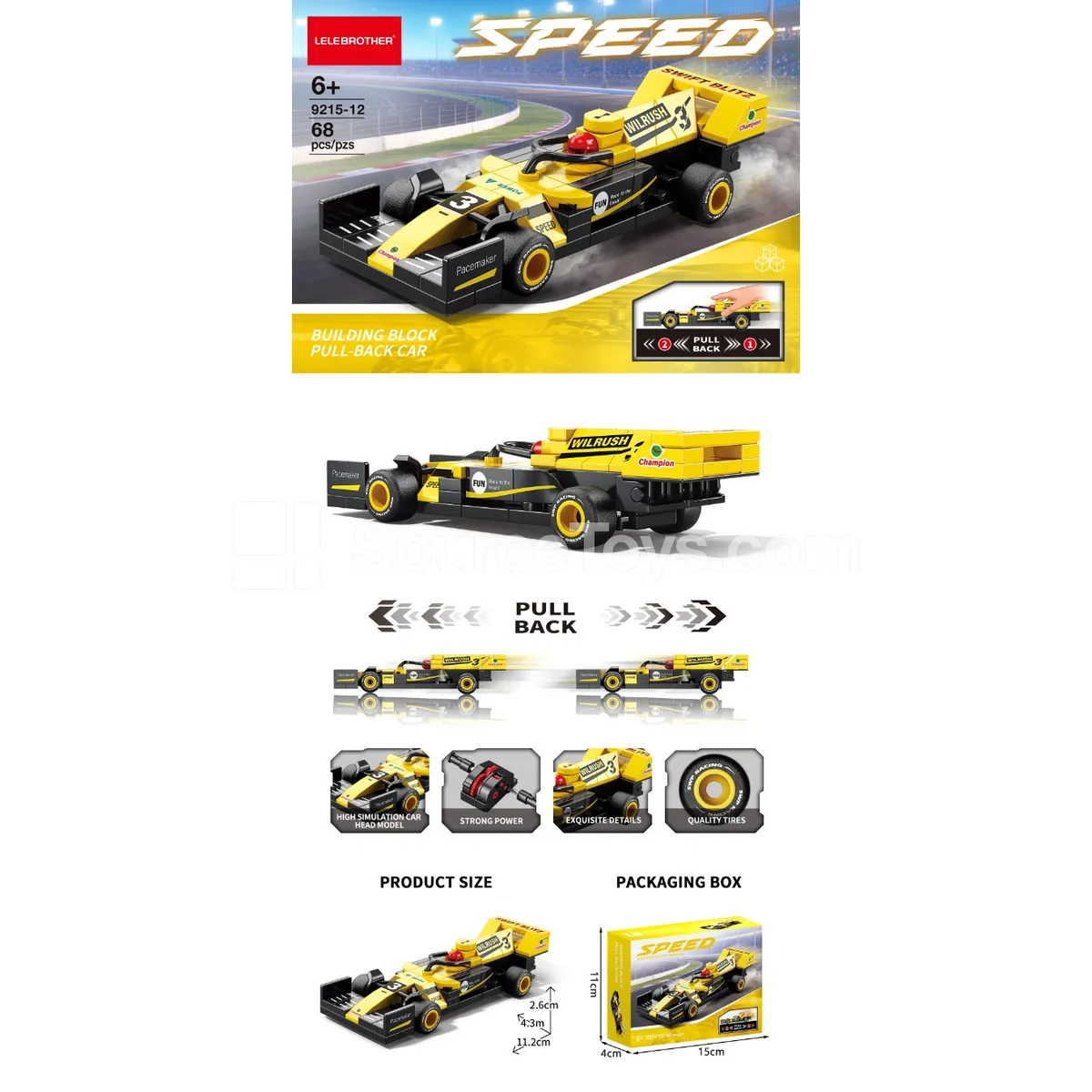 F1 Pull-Back Car Yellow 68 Pcs F1 Pull-Back Car Yellow 68 Pcs
