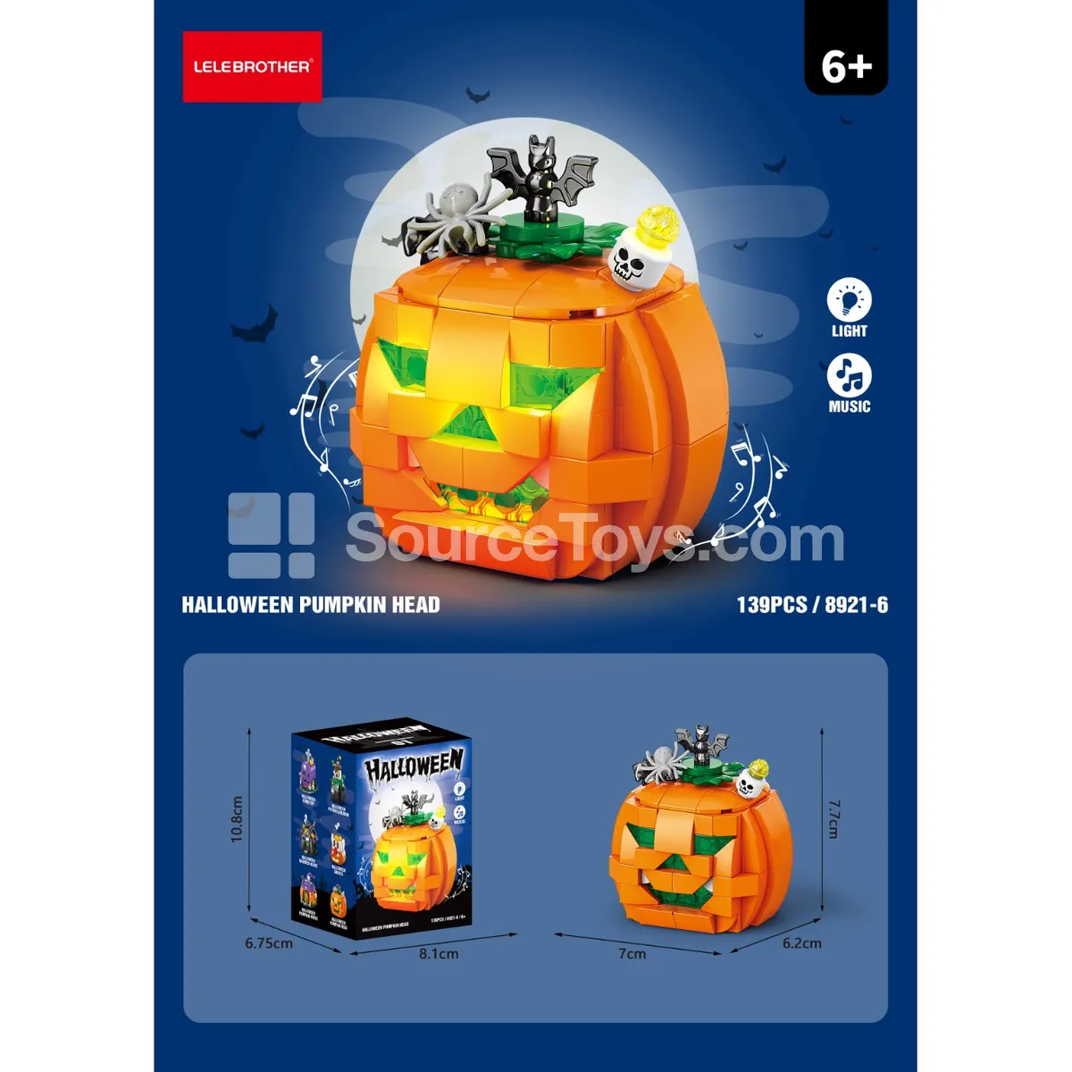 Halloween Pumpkin Head Sound & Light 139PCS Halloween Pumpkin Head Sound & Light 139PCS