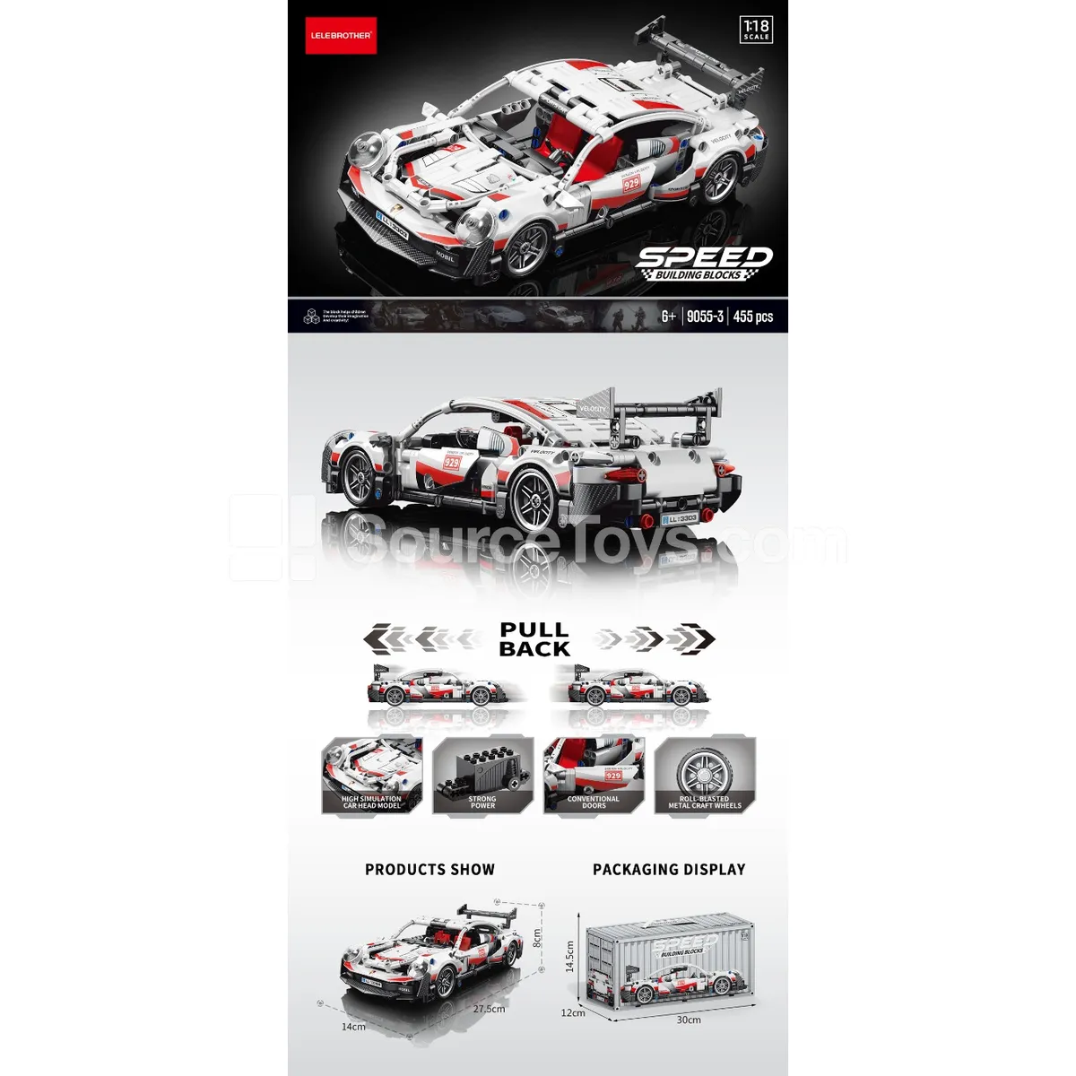 1:18 Pullback Car with Container Truck, 455 Pcs 1:18 Pullback Car with Container Truck, 455 Pcs