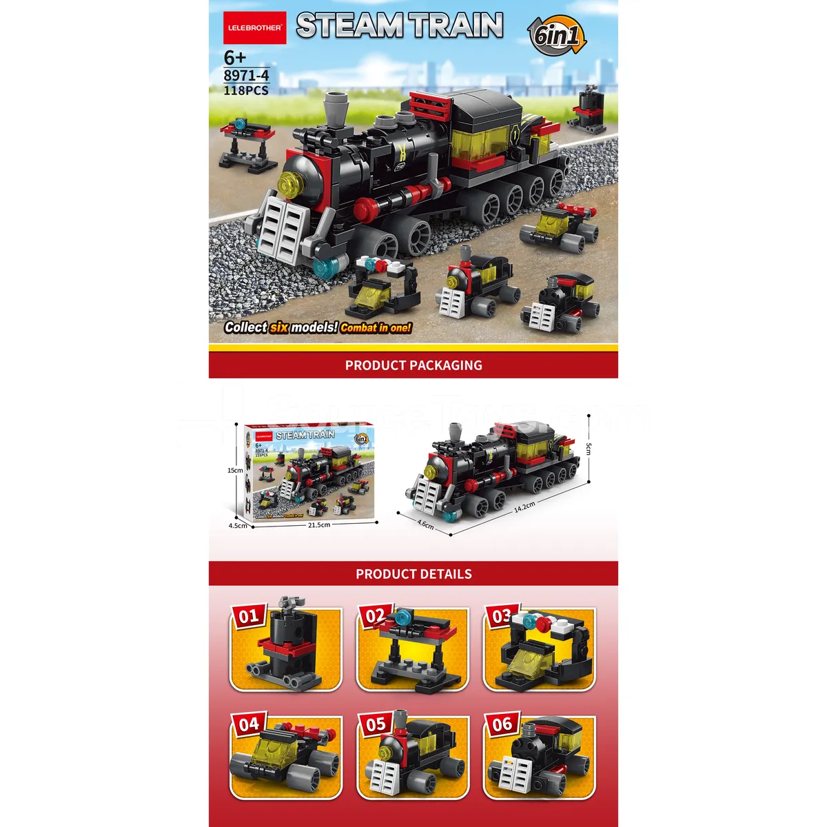 Train 6-in-1 Building Blocks Set 118pcs Train 6-in-1 Building Blocks Set 118pcs