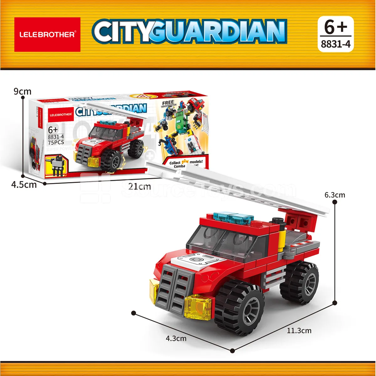 Ladder Fire Truck Boat 75PCS