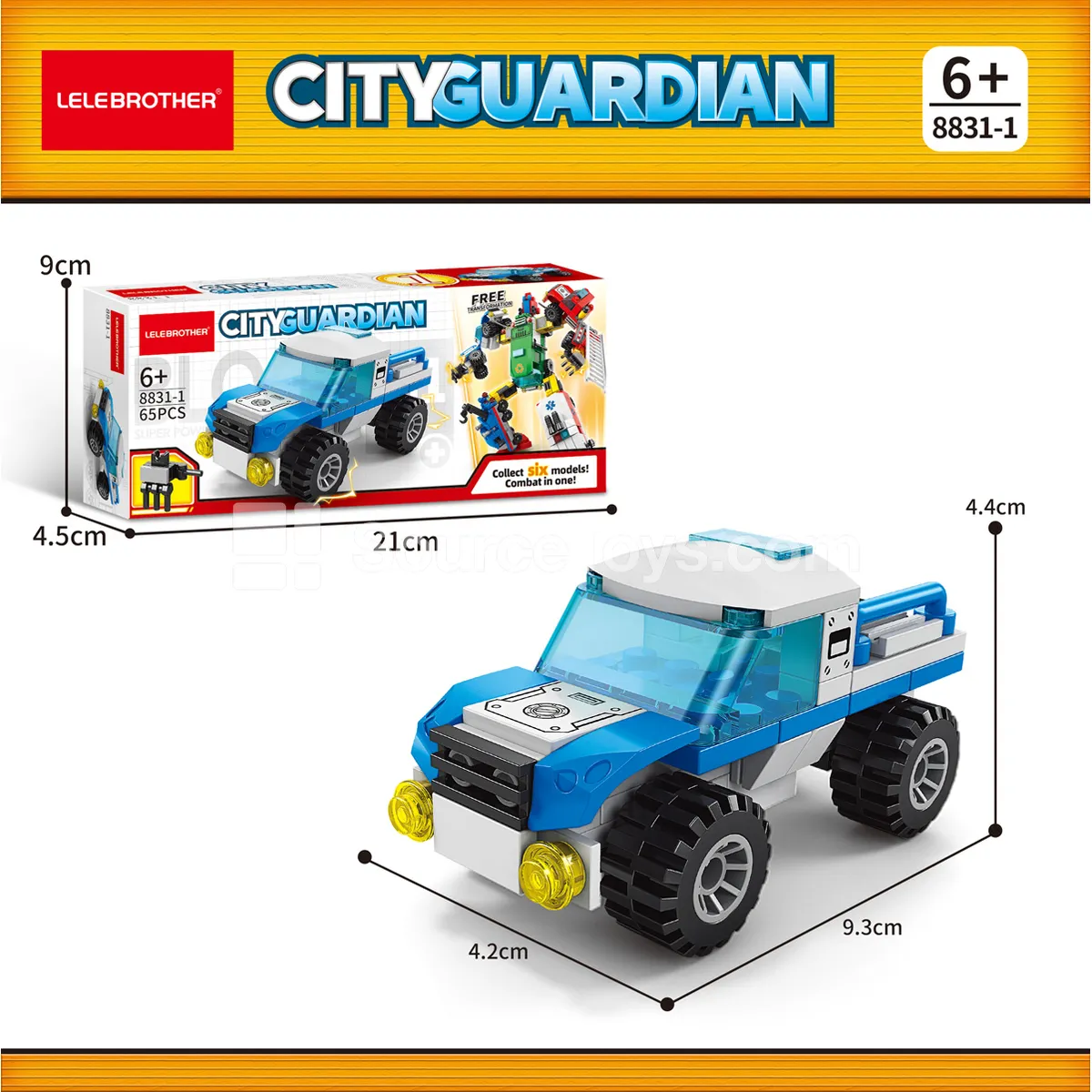 Blue Light Police Car 65-Piece Set Blue Light Police Car 65-Piece Set