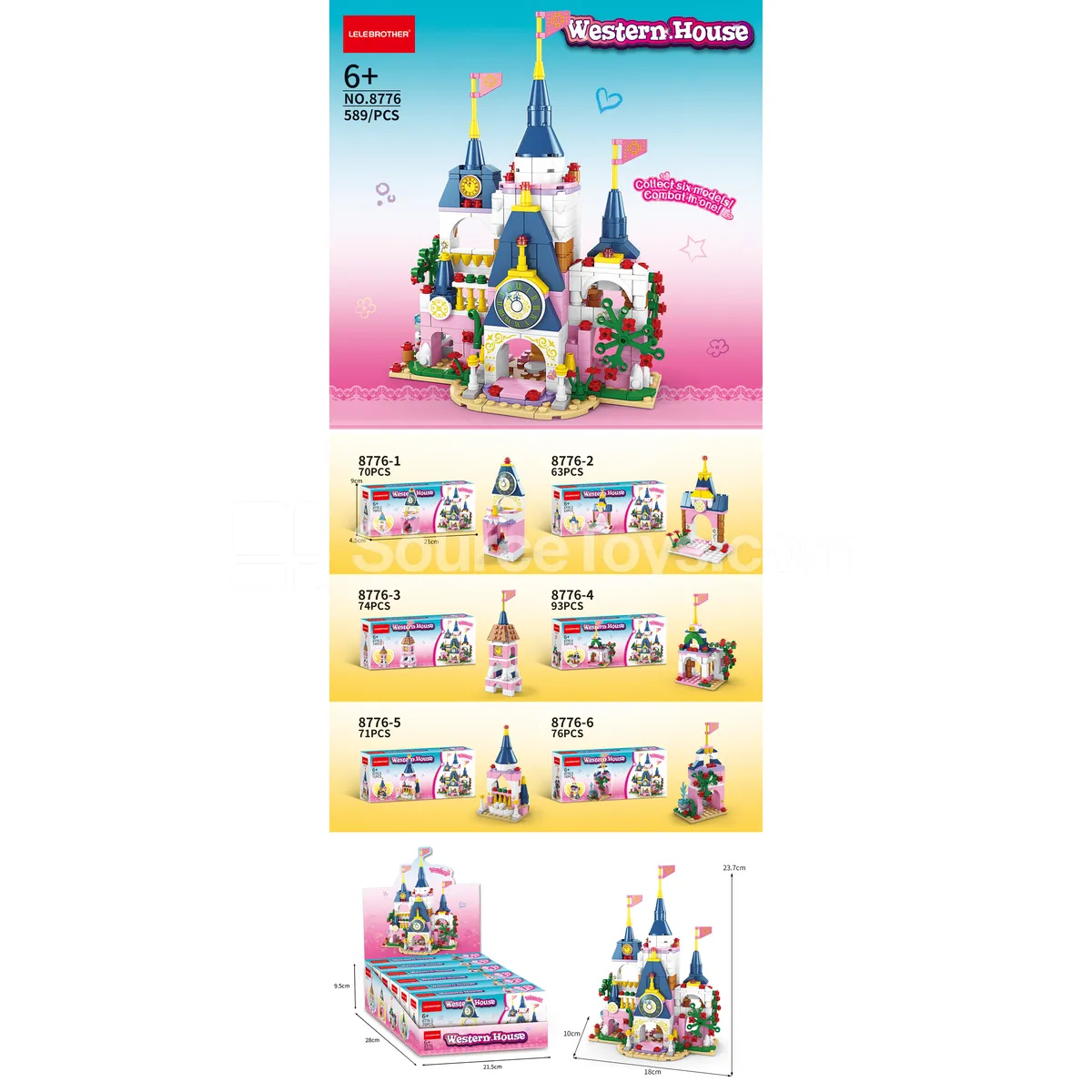 6-in-1 Castle Building Blocks Set 589 Pcs