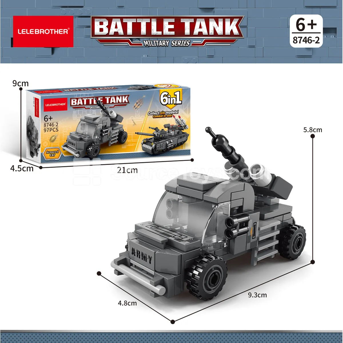 Wheeled Armored Vehicle Building Set 97 PCS