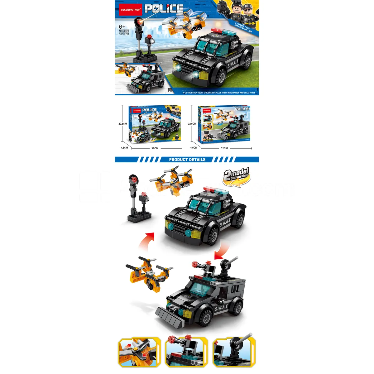 Police Chase Drone 188pcs Building Blocks Set Police Chase Drone 188pcs Building Blocks Set