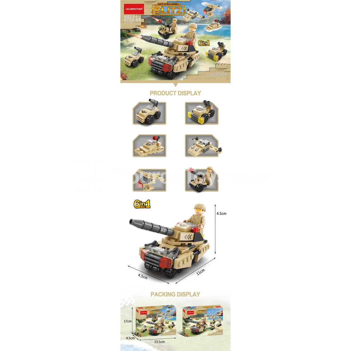 Mini Wheeled Tank 6-in-1 123pcs Building Blocks Set Mini Wheeled Tank 6-in-1 123pcs Building Blocks Set
