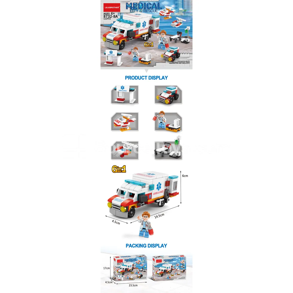 Mini Ambulance 6-in-1 122 pcs Building Blocks Set Mini Ambulance 6-in-1 122 pcs Building Blocks Set