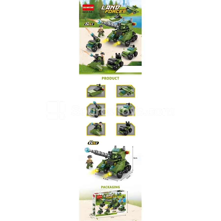 Military Tank 6-in-1 Building Set 138pcs