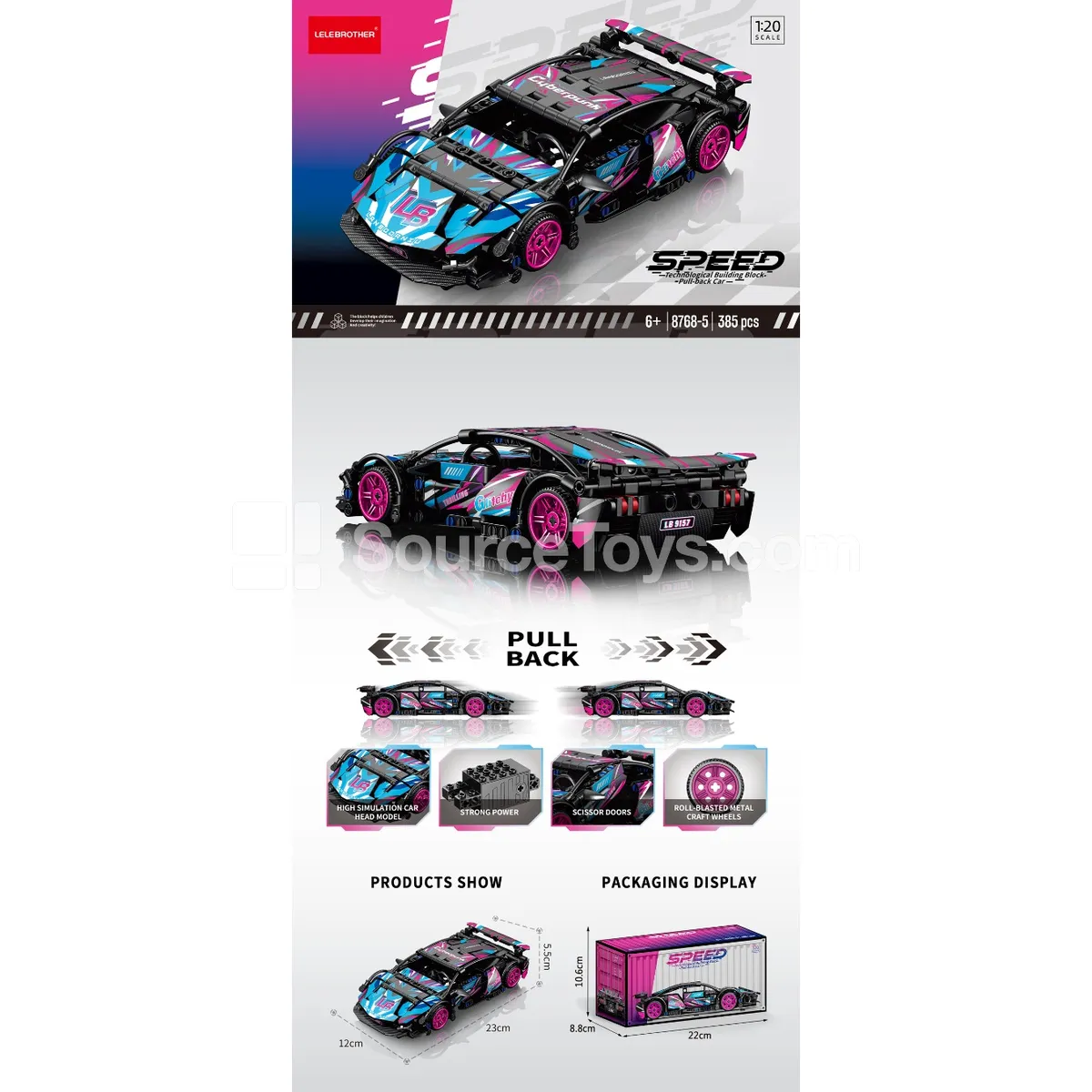 1:20 Pull-Back Car Black 385pcs 1:20 Pull-Back Car Black 385pcs