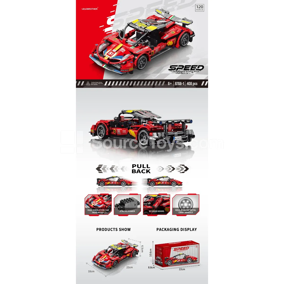 1:20 Pull-Back Red Car (408 Pcs) 1:20 Pull-Back Red Car (408 Pcs)