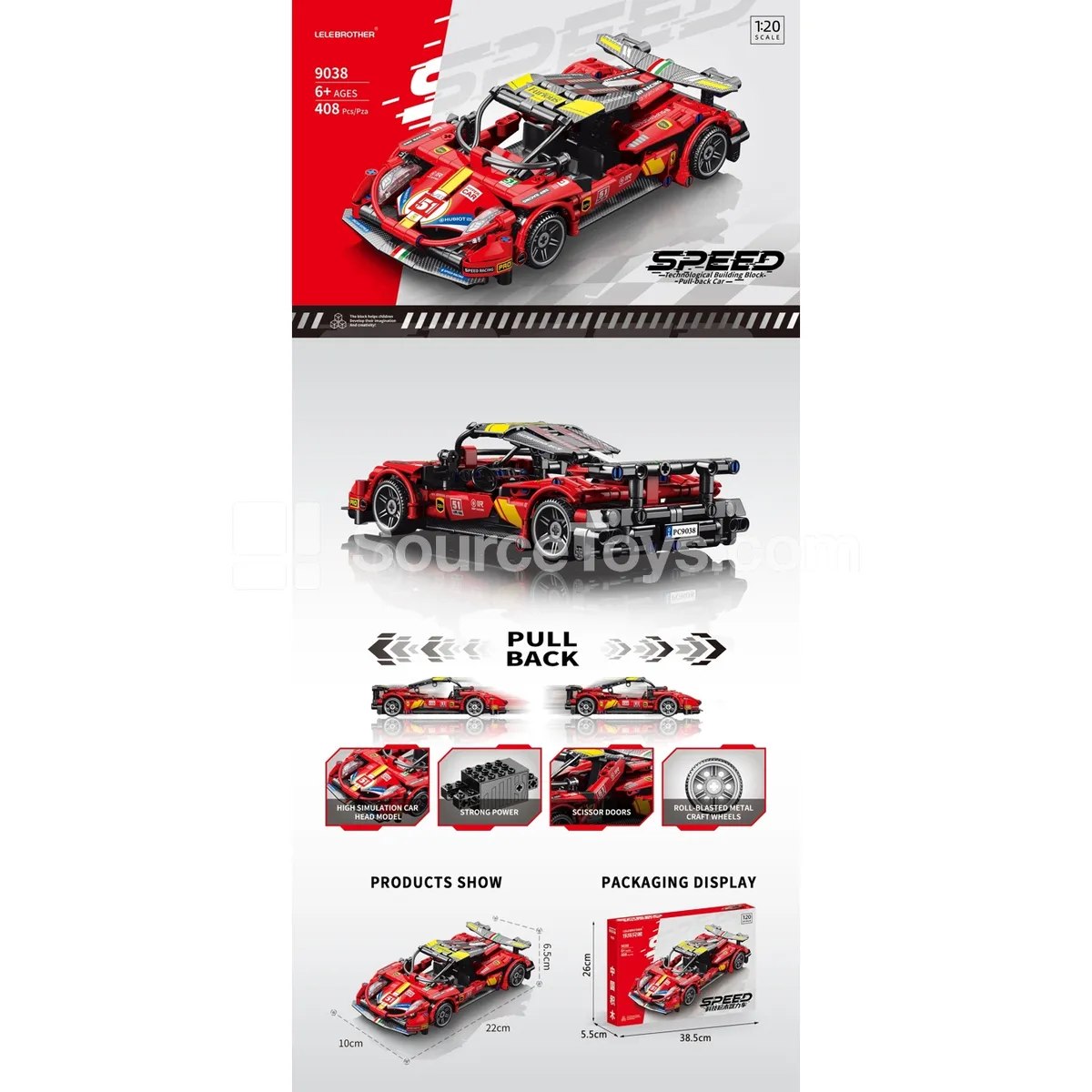 1:20 Red Pullback Car (408pcs) 1:20 Red Pullback Car (408pcs)