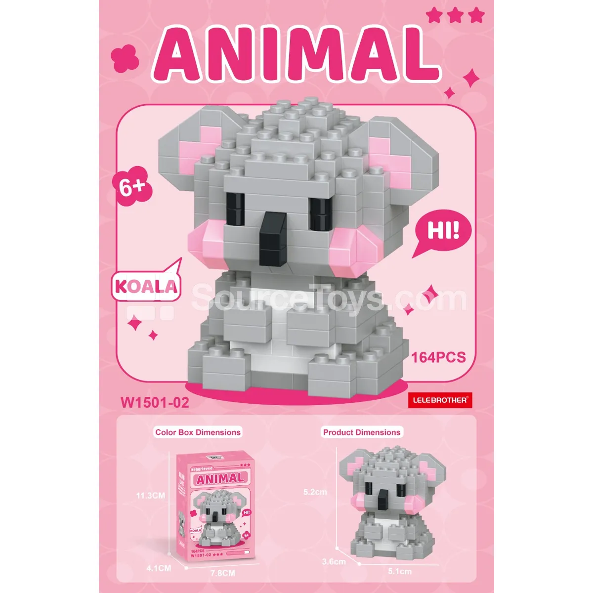 164PCS Koala Building Blocks Set 164PCS Koala Building Blocks Set