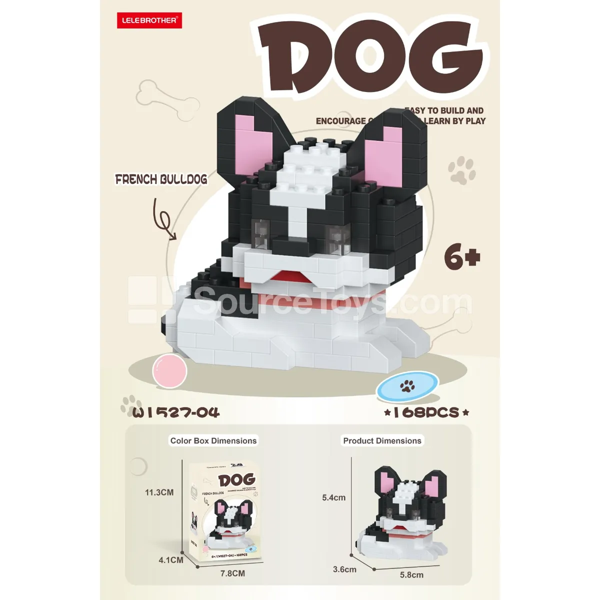 French Bulldog Black 168-Piece Building Blocks