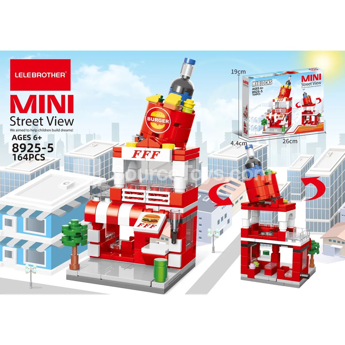 Mini Street View – Fast Food Restaurant Building Blocks 164 PCS