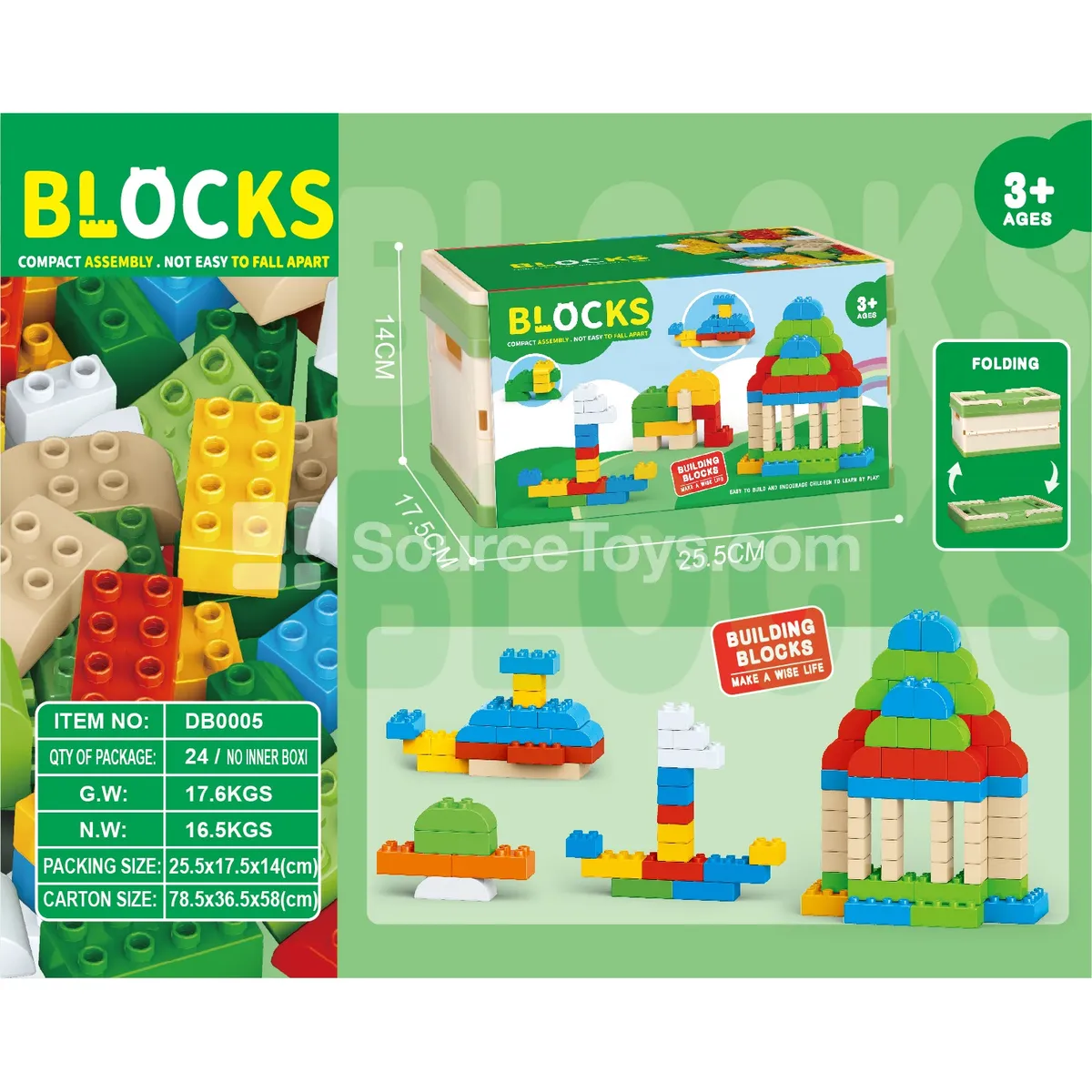 Storage Bucket Building Blocks, Assorted Colors, 300g, ~50pcs Storage Bucket Building Blocks, Assorted Colors, 300g, ~50pcs