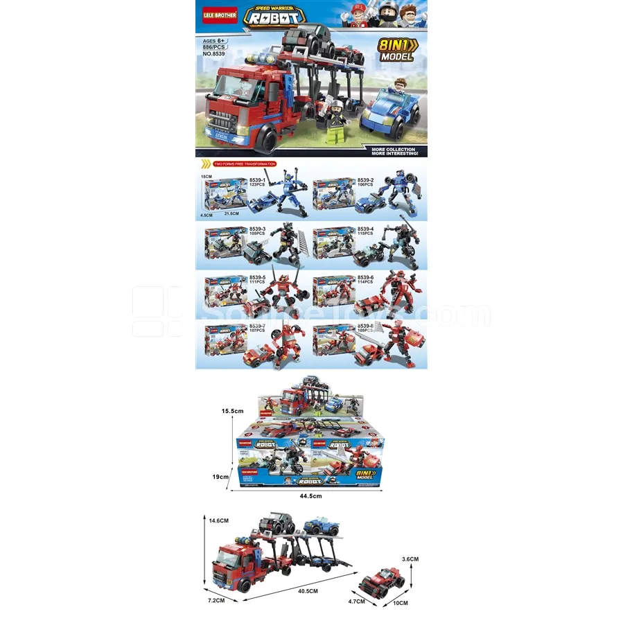 Speed Fighter 8-in-1 Bridge Transport Truck Display Box 886pcs