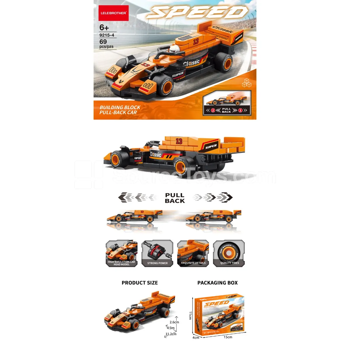 F1 Pullback Car Orange 69pcs F1 Pullback Car Orange 69pcs