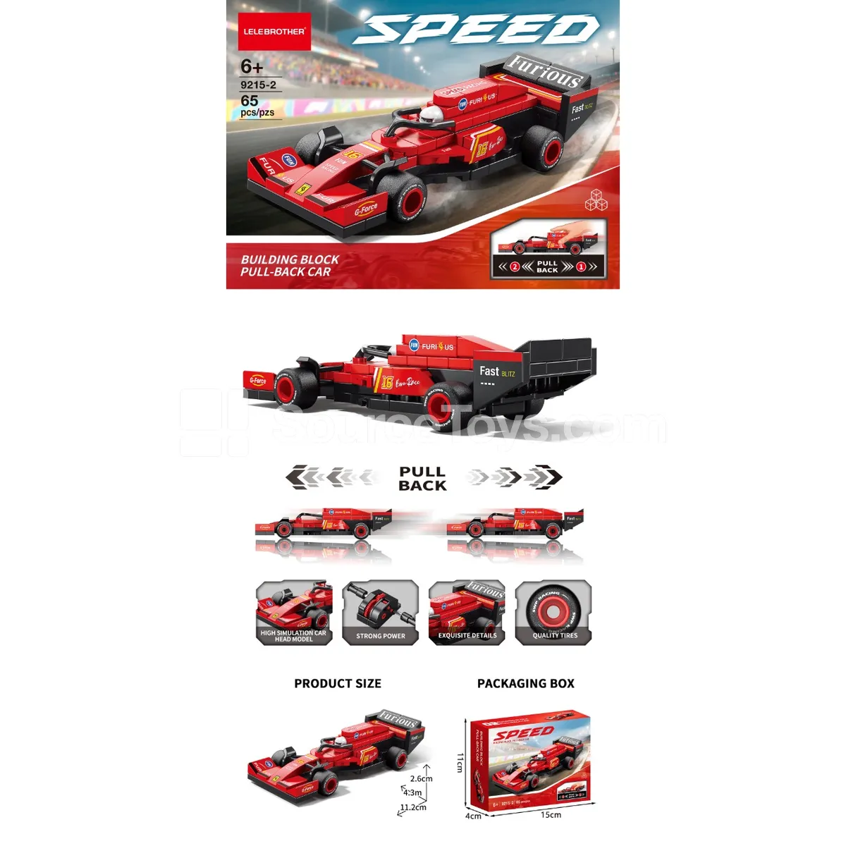 F1 Pull-Back Car Red 65PCS F1 Pull-Back Car Red 65PCS