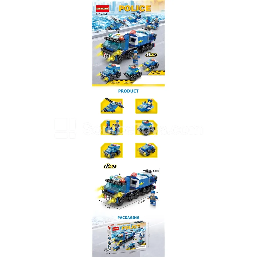 Police Car 6-in-1 Building Set 147pcs Police Car 6-in-1 Building Set 147pcs