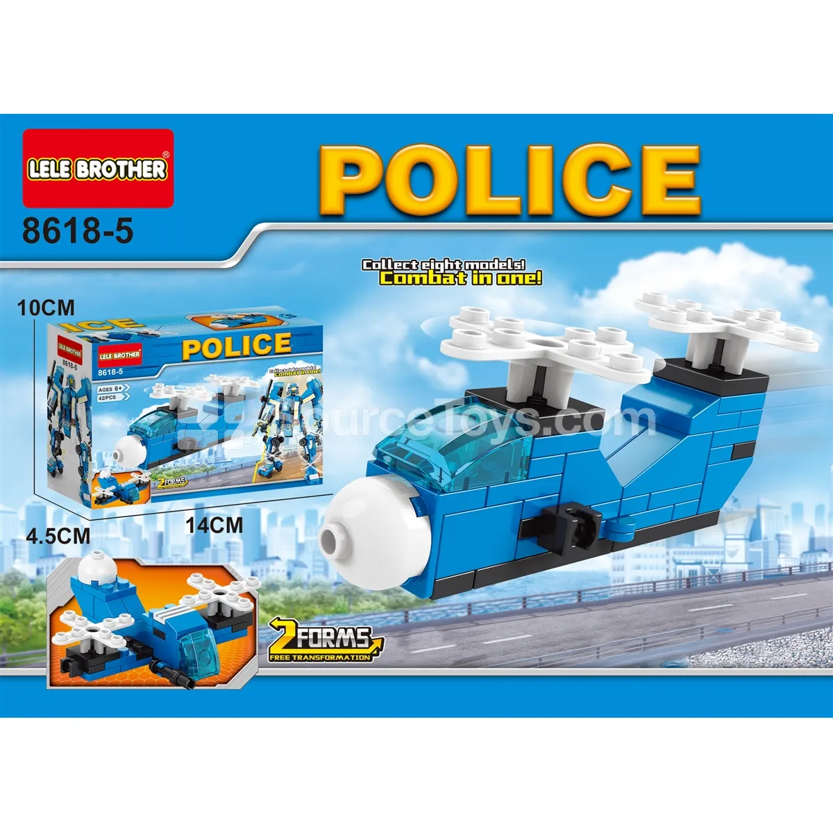 Police Series Double-Paddle Transport Vehicle 42pcs