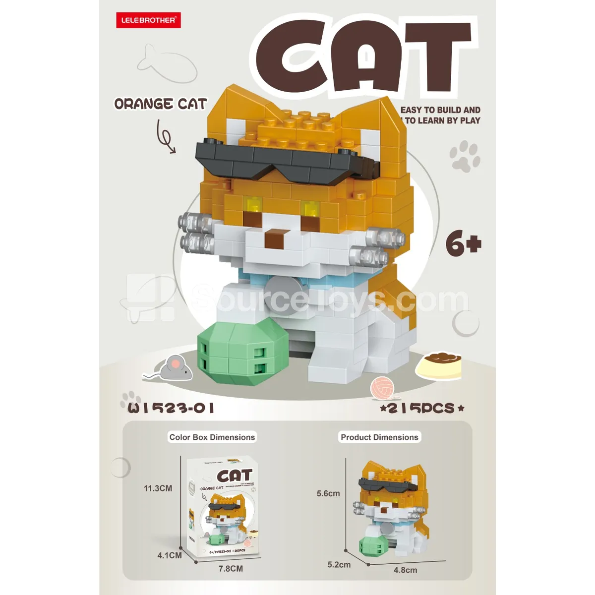 Orange Cat 215-Piece Building Blocks Orange Cat 215-Piece Building Blocks