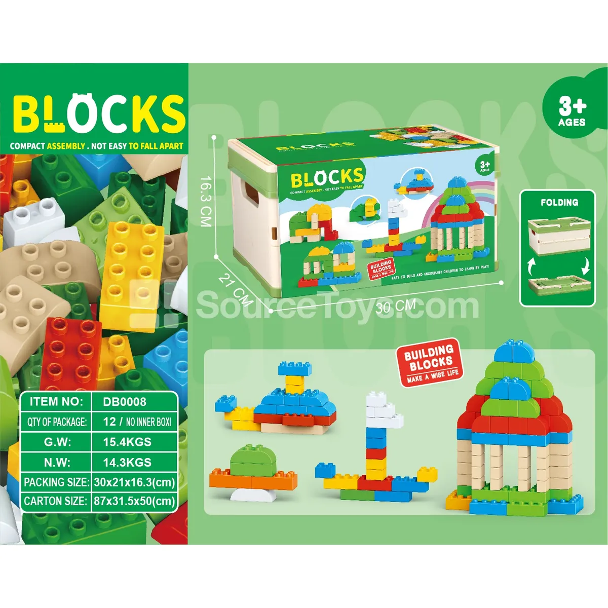 Building Blocks in Storage Barrel, 600g, ~100 Pieces, Assorted Colors Building Blocks in Storage Barrel, 600g, ~100 Pieces, Assorted Colors