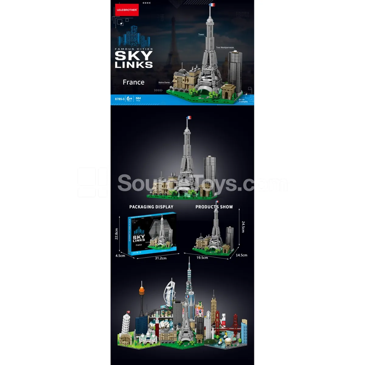 Skyline France 584PCS Building Blocks Set