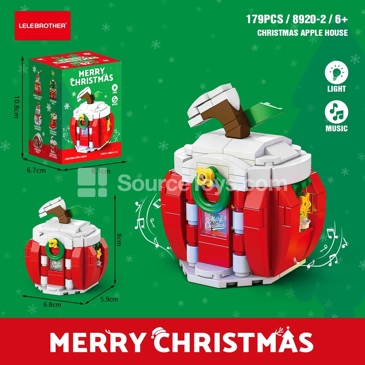 Christmas Apple Tree with Sound & Light, 179 Pcs Christmas Apple Tree with Sound & Light, 179 Pcs