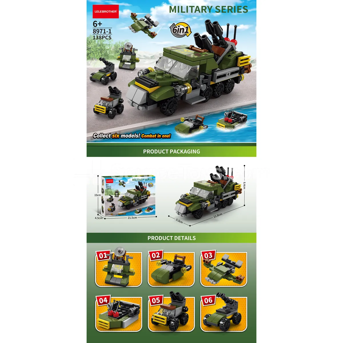 Uruguay Air Defense Vehicle 6-in-1 Building Blocks 138PCS