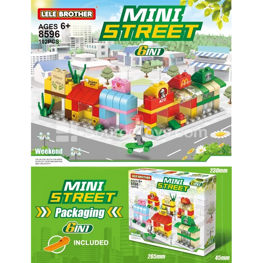 Mini City Street Scene 6-in-1 Building Blocks Set 102 PCS