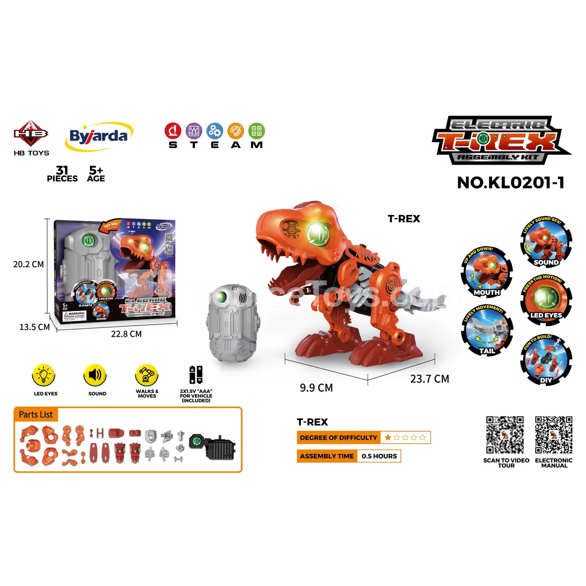 Electric Tyrannosaurus Rex DIY Assembly STEAM Science Toy Electric Tyrannosaurus Rex DIY Assembly STEAM Science Toy