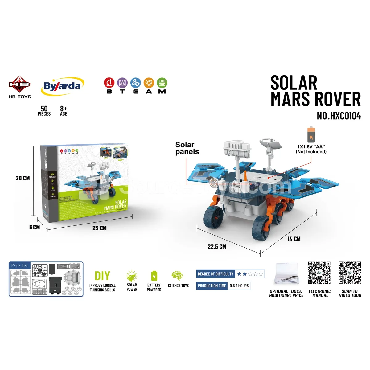 Solar-Powered Mars Rover STEAM DIY Assembly Educational Building Kit