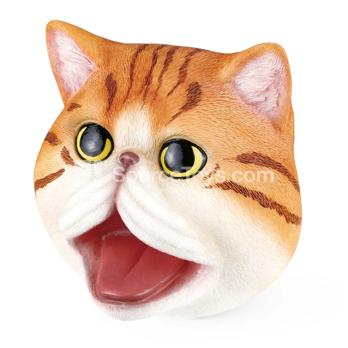 Exotic Shorthair Cat Hand Puppet Head (Yellow/Black)