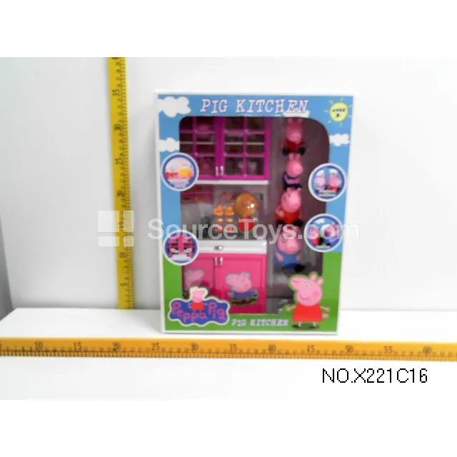 Pink Kitchen Playset with Pig Figure