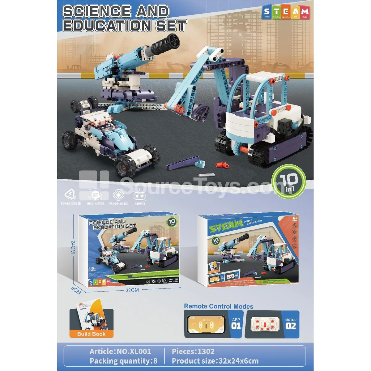 10-in-1 Dual-Motor Electric Programming Robot Building Blocks 10-in-1 Dual-Motor Electric Programming Robot Building Blocks