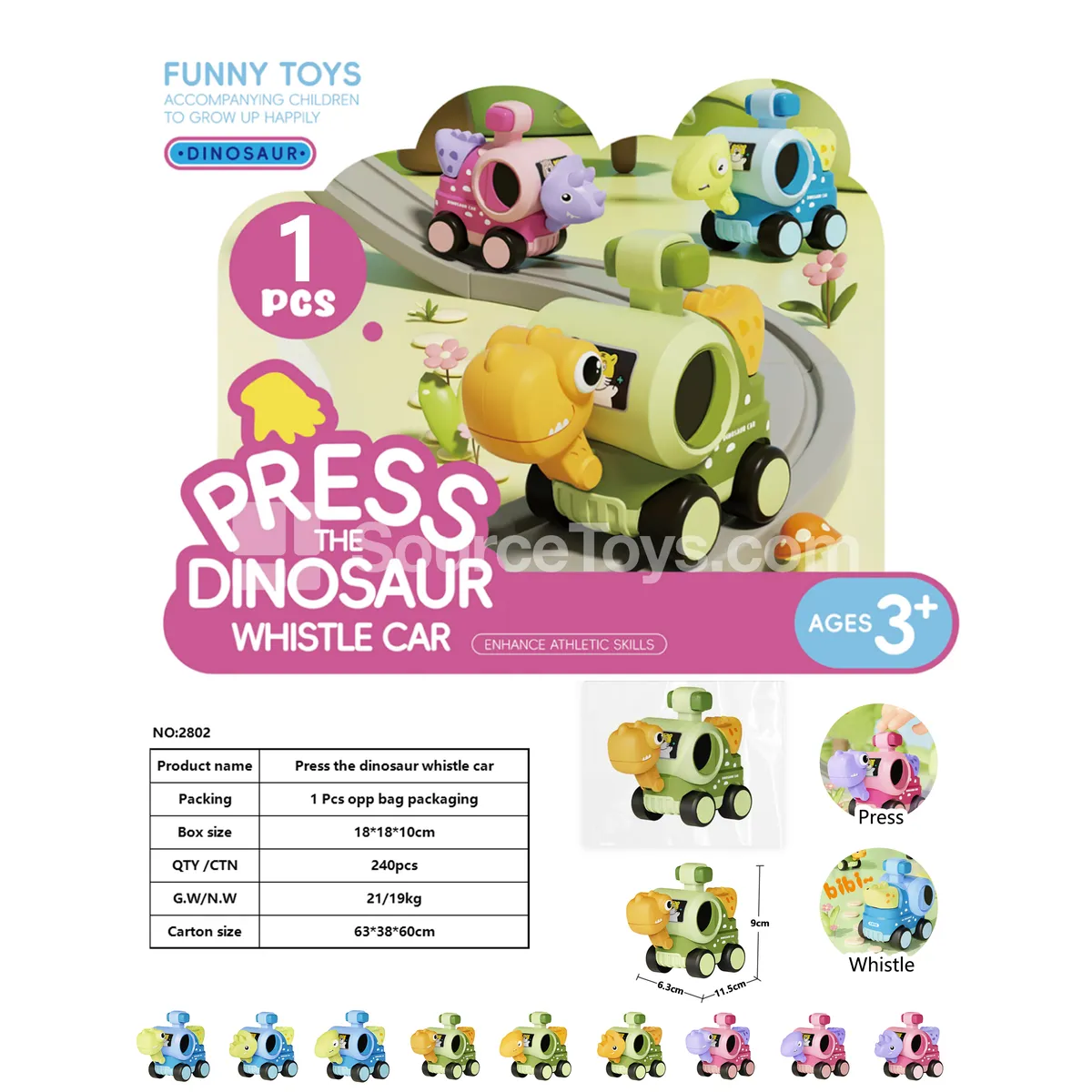 Press Whistle Dinosaur Car Press Whistle Dinosaur Car