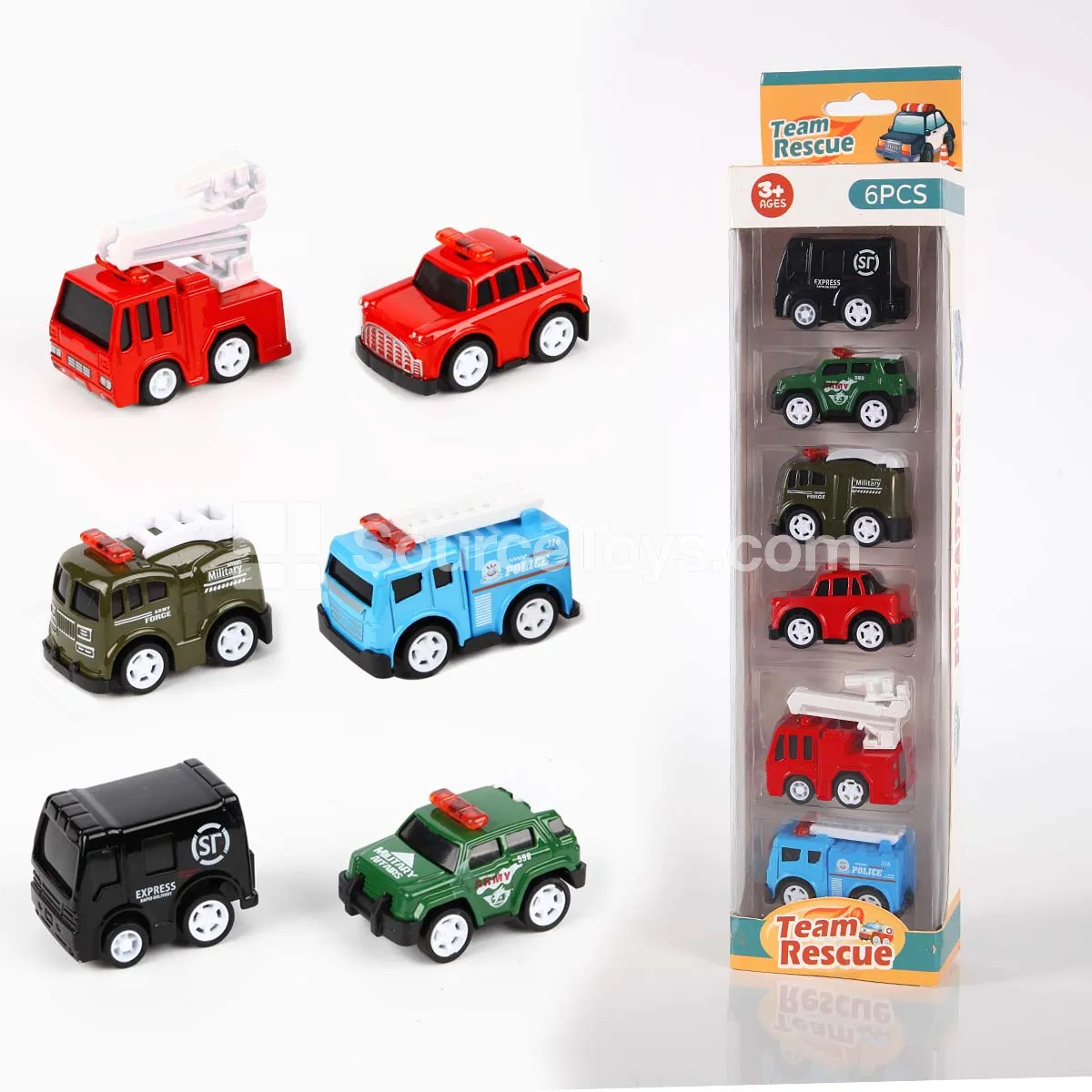 Mini Pull-Back Alloy Vehicles Set - 6-Pack (Rescue & Emergency Cars) Mini Pull-Back Alloy Vehicles Set - 6-Pack (Rescue & Emergency Cars)