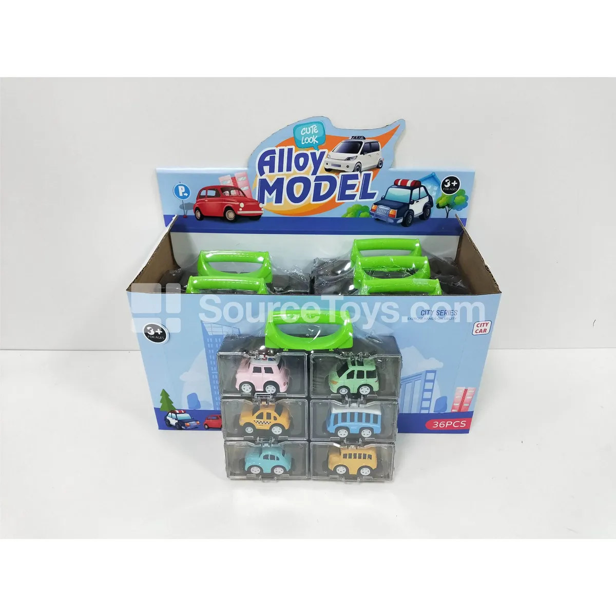Pull-back Alloy Bus/Taxi/School Bus/Car Building Blocks 36pcs 6 Styles Box Set