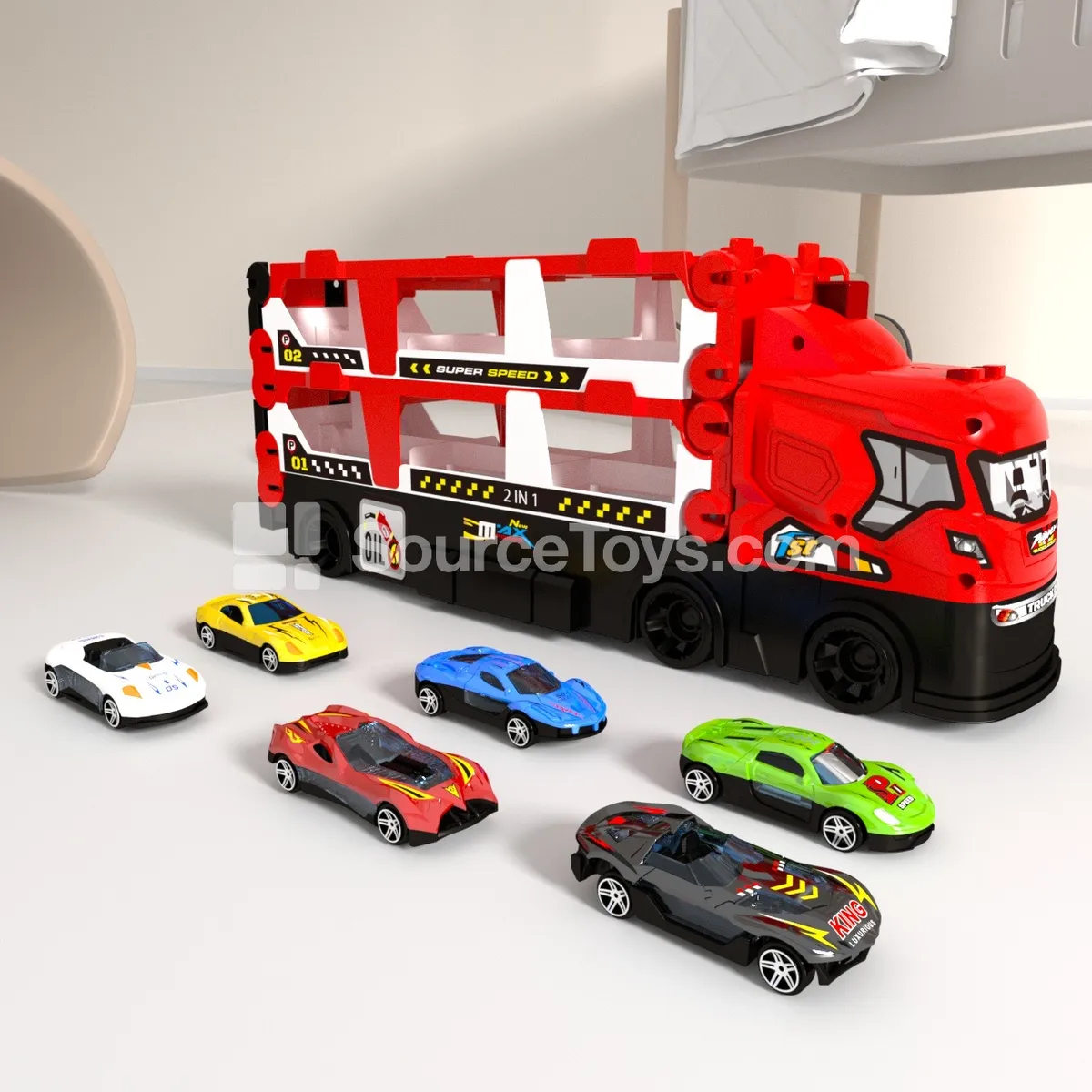 Alloy Track Car Set – 6 Styles, Red Alloy Track Car Set – 6 Styles, Red