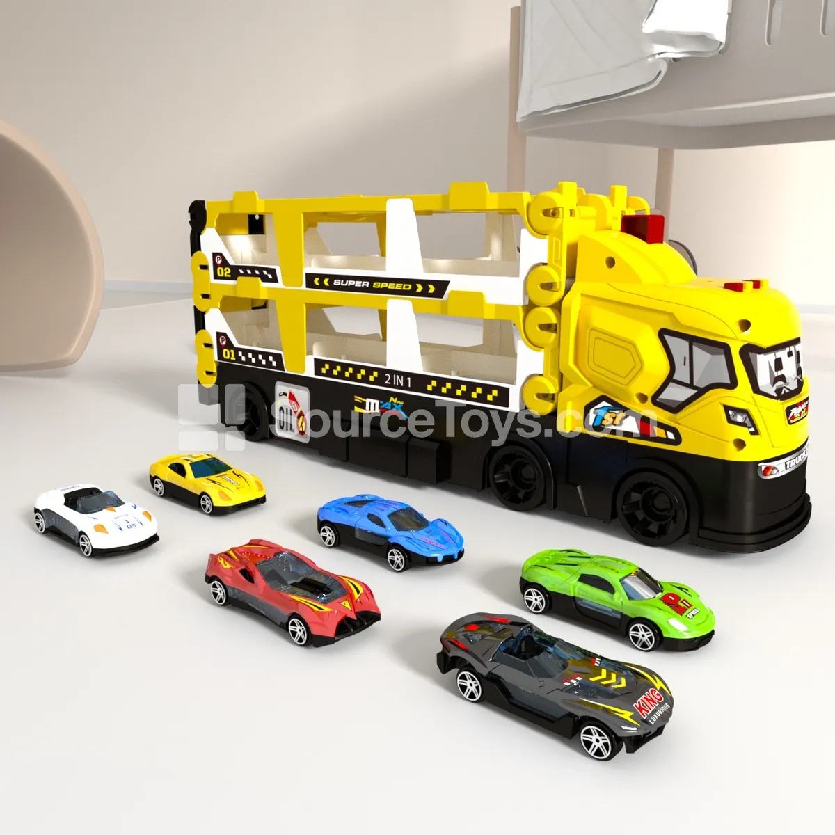 Alloy Track Car Launcher Truck, Sports Car, 6 Styles, No IC (Yellow) Alloy Track Car Launcher Truck, Sports Car, 6 Styles, No IC (Yellow)