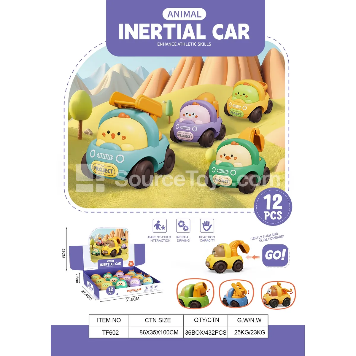 Cute Cartoon Construction Vehicle Plastic 4-Style Display Box Cute Cartoon Construction Vehicle Plastic 4-Style Display Box