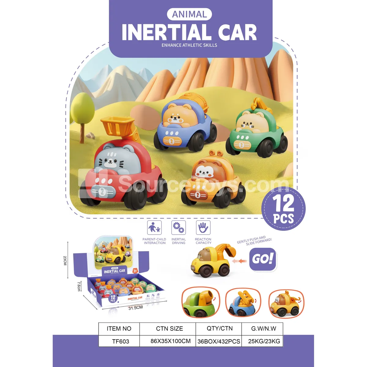 Cute Cartoon Construction Vehicle Plastic 4-Pack Display Box Cute Cartoon Construction Vehicle Plastic 4-Pack Display Box