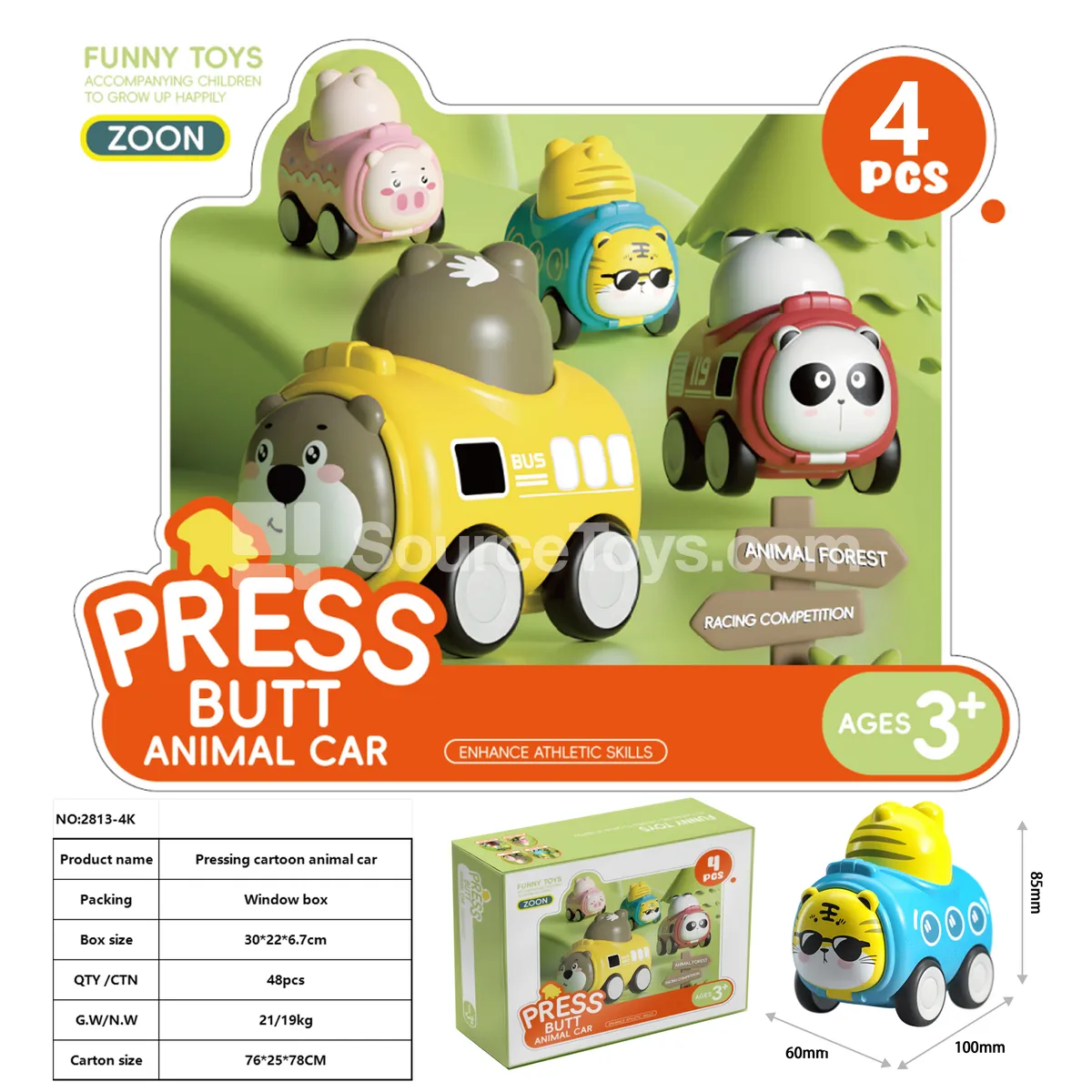 Push Animal Cars 4-Pack Window Box Push Animal Cars 4-Pack Window Box