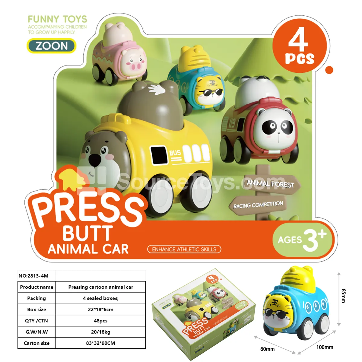 Push & Roll Animal Cars 4-Pack Sealed Box Push & Roll Animal Cars 4-Pack Sealed Box