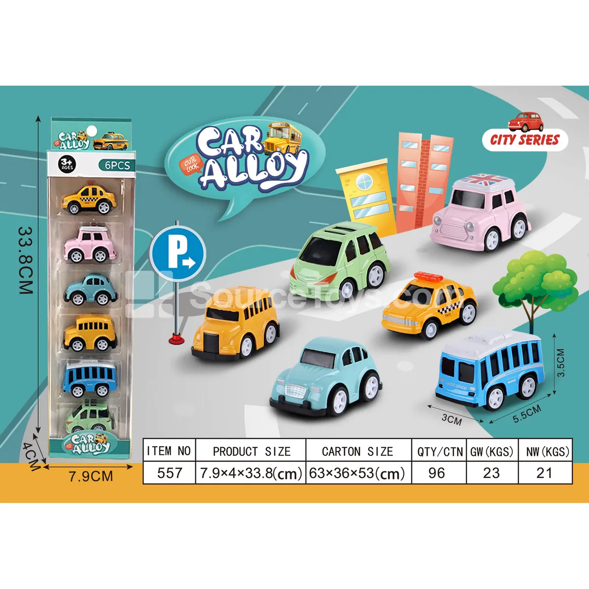 Pull-back Alloy City Bus Taxi School Bus Car 6-Pack Pull-back Alloy City Bus Taxi School Bus Car 6-Pack