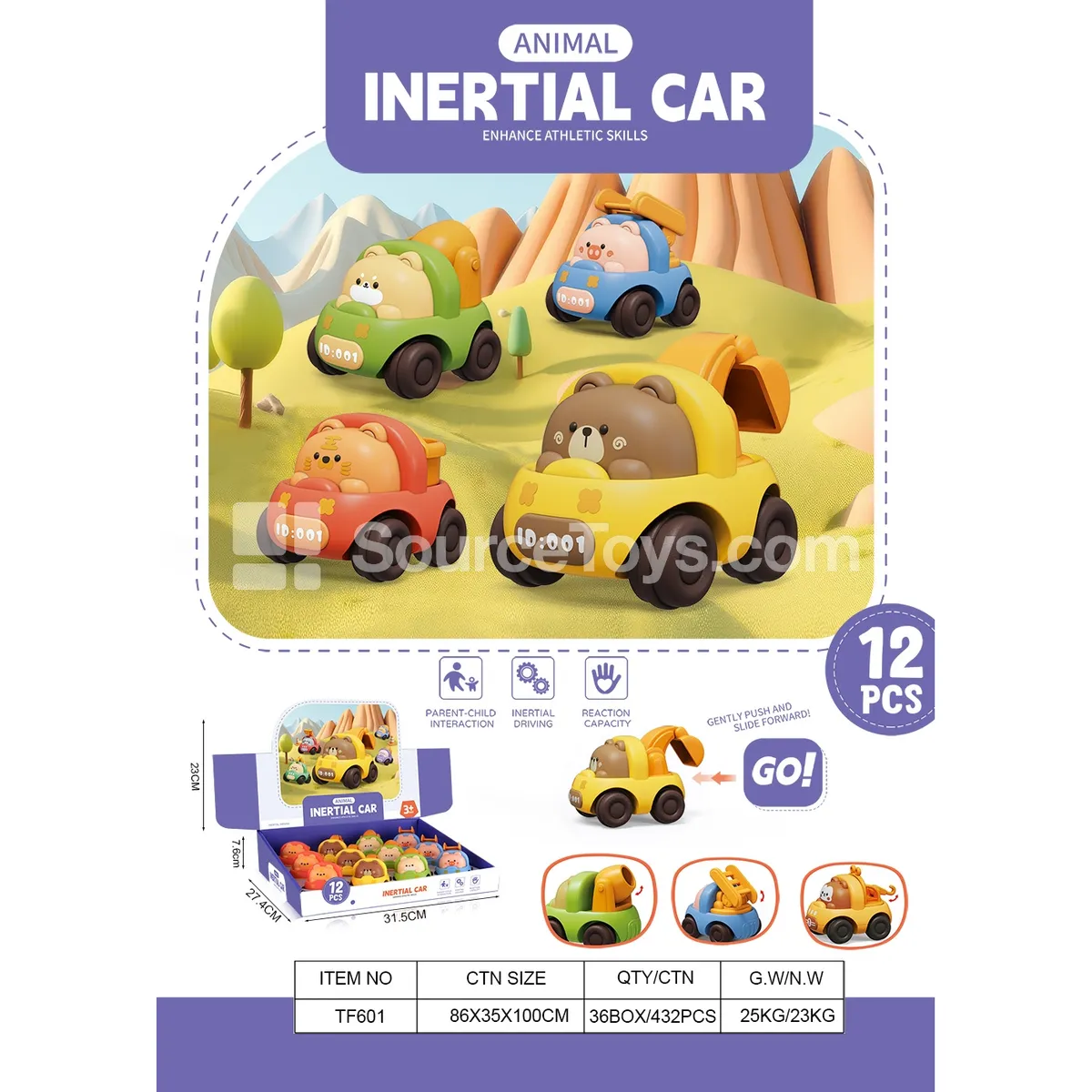 Cute Cartoon Construction Vehicle Plastic 4-Style Display Box Cute Cartoon Construction Vehicle Plastic 4-Style Display Box