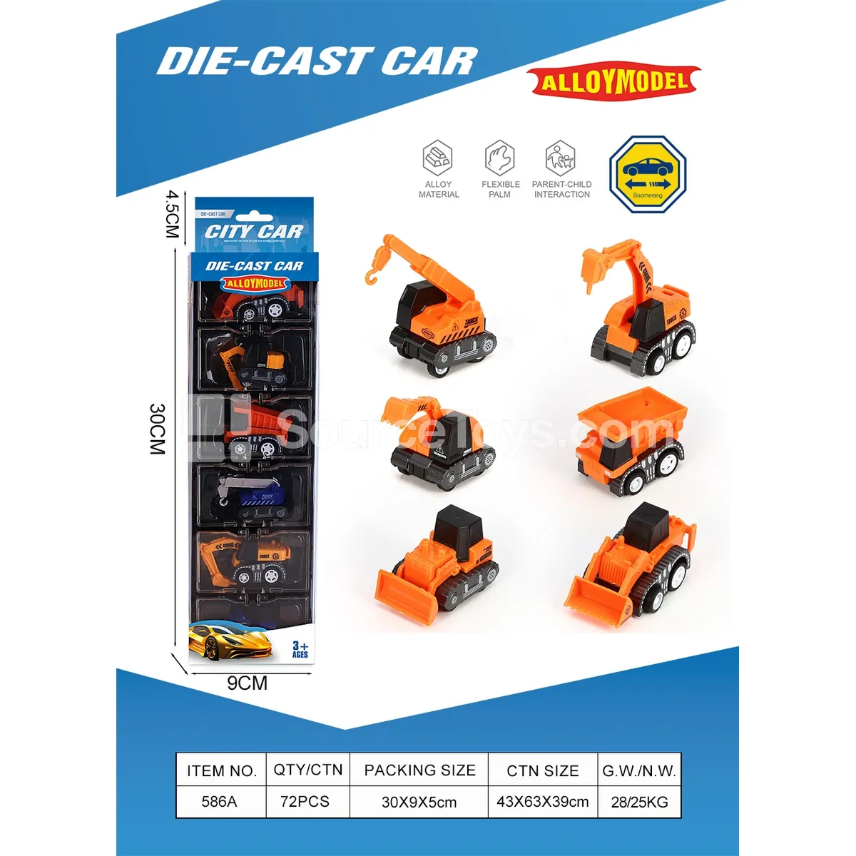 Q-style Alloy City Engineering Vehicle Set Excavator, Dump Truck, Crane with Window Box Q-style Alloy City Engineering Vehicle Set Excavator, Dump Truck, Crane with Window Box