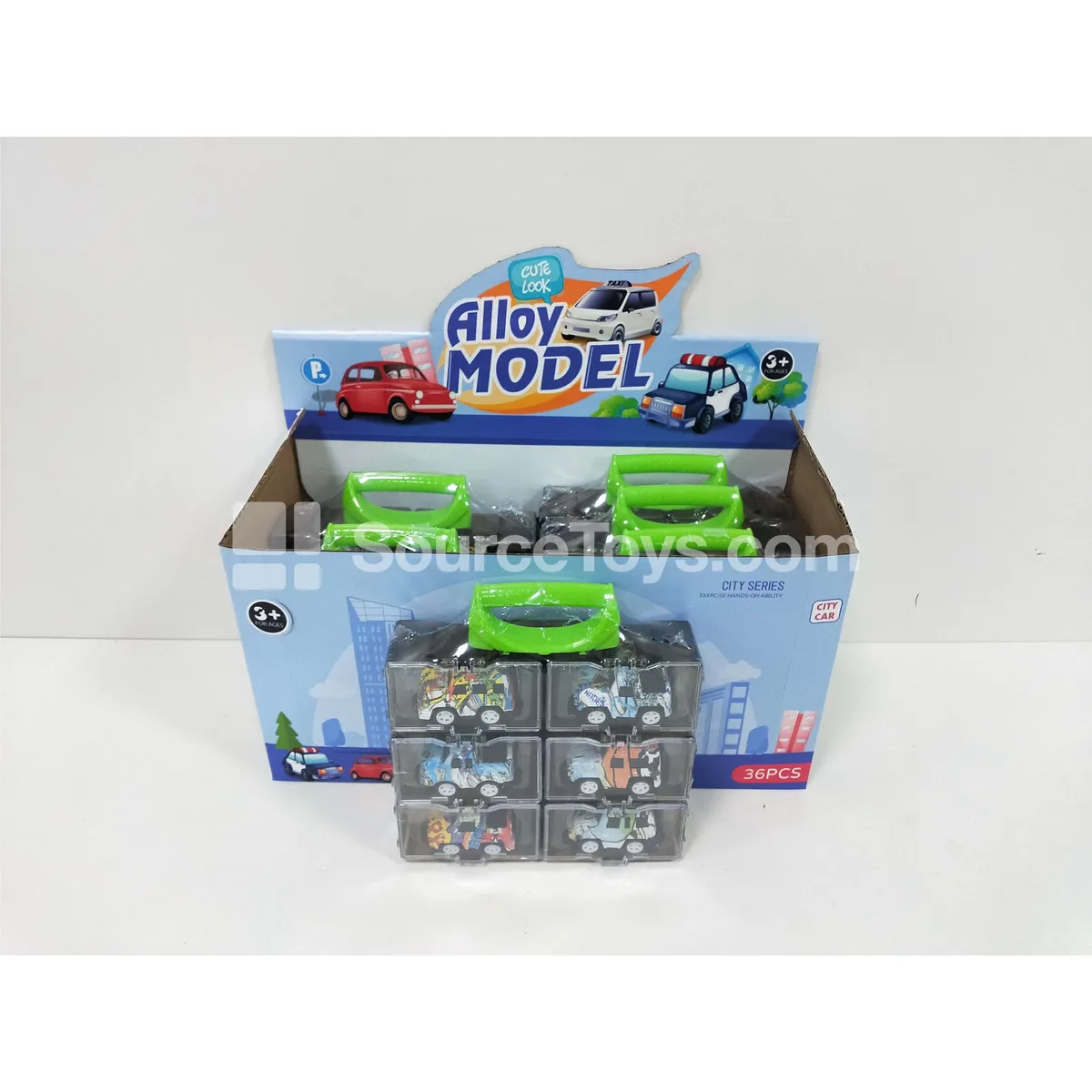 Building Block Graffiti Pullback Alloy Cartoon Off-road Vehicle Pickup Car 6 Styles 36 Pcs Set